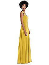 Side View Thumbnail - Marigold Contoured Wide Strap Sweetheart Maxi Dress