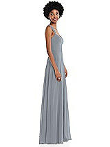 Side View Thumbnail - Platinum Contoured Wide Strap Sweetheart Maxi Dress