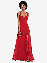 Front View Thumbnail - Parisian Red Contoured Wide Strap Sweetheart Maxi Dress