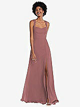 Front View Thumbnail - Rosewood Contoured Wide Strap Sweetheart Maxi Dress