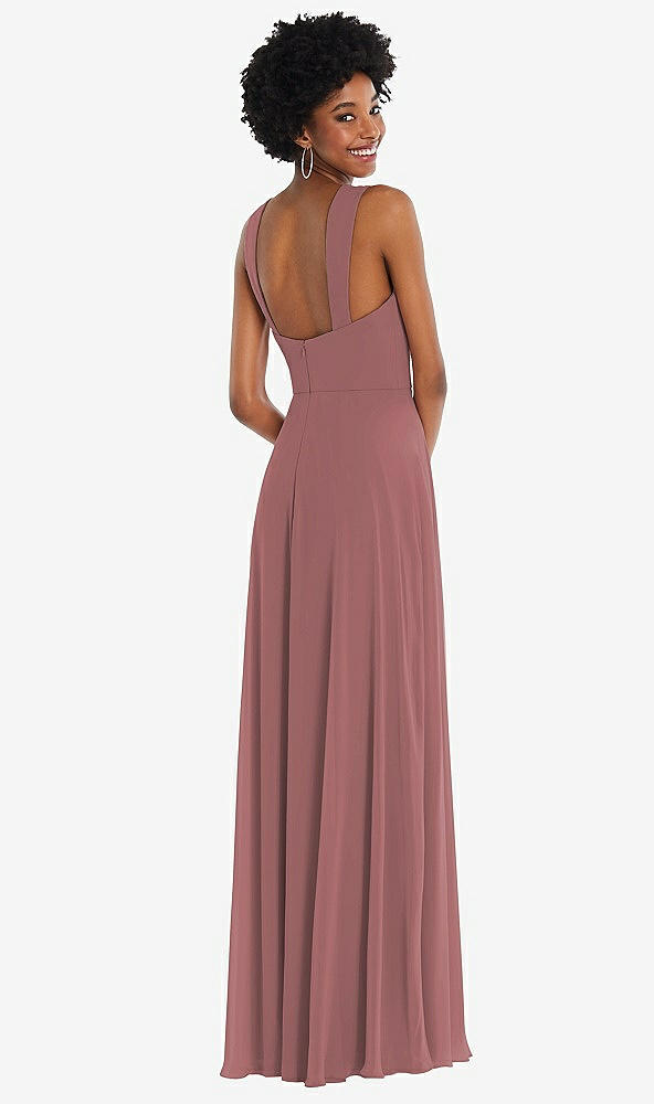 Back View - Rosewood Contoured Wide Strap Sweetheart Maxi Dress