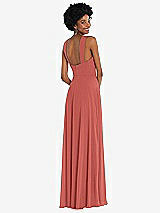 Rear View Thumbnail - Coral Pink Contoured Wide Strap Sweetheart Maxi Dress