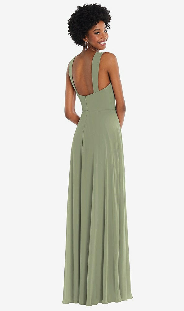 Back View - Sage Contoured Wide Strap Sweetheart Maxi Dress