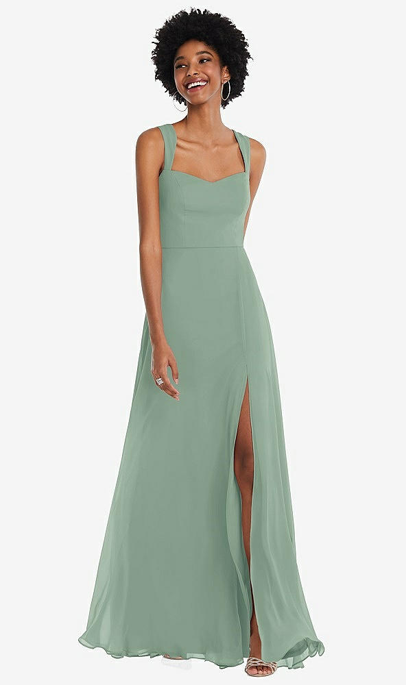 Front View - Seagrass Contoured Wide Strap Sweetheart Maxi Dress