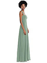 Side View Thumbnail - Seagrass Contoured Wide Strap Sweetheart Maxi Dress