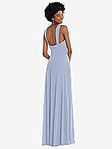 Rear View Thumbnail - Sky Blue Contoured Wide Strap Sweetheart Maxi Dress