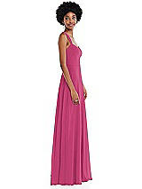 Side View Thumbnail - Tea Rose Contoured Wide Strap Sweetheart Maxi Dress