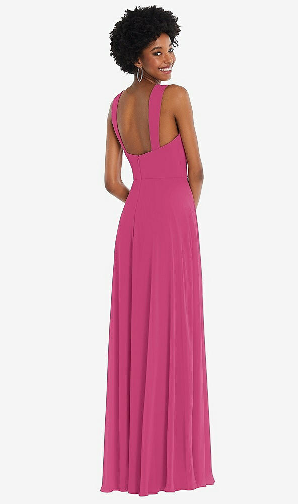 Back View - Tea Rose Contoured Wide Strap Sweetheart Maxi Dress