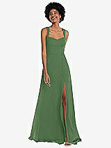Front View Thumbnail - Vineyard Green Contoured Wide Strap Sweetheart Maxi Dress