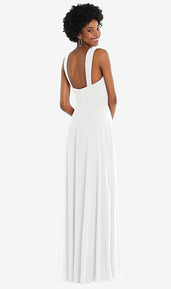 Back View - White Contoured Wide Strap Sweetheart Maxi Dress