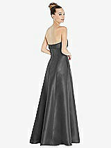 Rear View Thumbnail - Gunmetal Bow Cuff Strapless Satin Ball Gown with Pockets