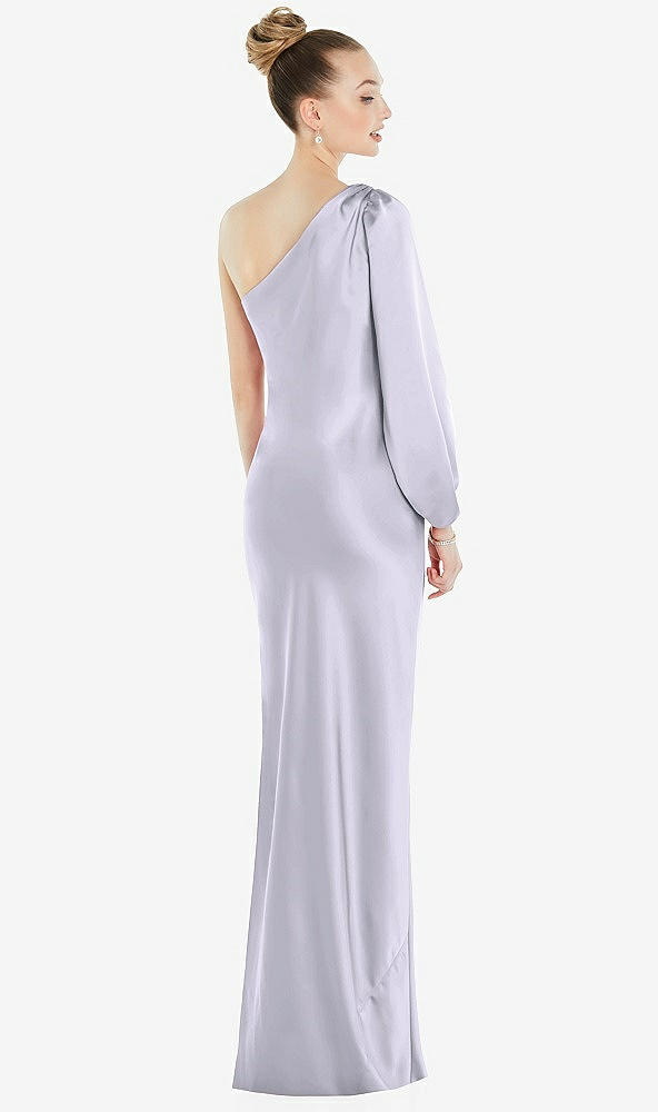 Back View - Silver Dove One-Shoulder Puff Sleeve Maxi Bias Dress with Side Slit