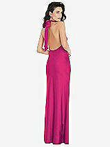 Rear View Thumbnail - Think Pink Scarf Tie High-Neck Halter Maxi Slip Dress