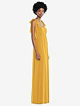 Side View Thumbnail - NYC Yellow Convertible Tie-Shoulder Empire Waist Maxi Dress