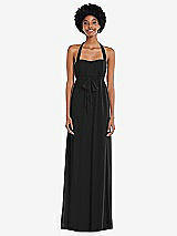 Alt View 1 Thumbnail - Black Convertible Tie-Shoulder Empire Waist Maxi Dress