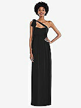 Alt View 2 Thumbnail - Black Convertible Tie-Shoulder Empire Waist Maxi Dress