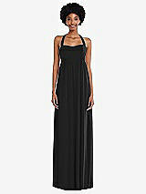 Alt View 4 Thumbnail - Black Convertible Tie-Shoulder Empire Waist Maxi Dress
