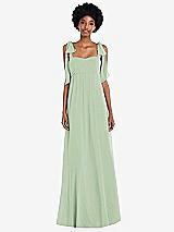 Front View Thumbnail - Celadon Convertible Tie-Shoulder Empire Waist Maxi Dress