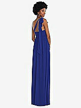 Alt View 3 Thumbnail - Cobalt Blue Convertible Tie-Shoulder Empire Waist Maxi Dress