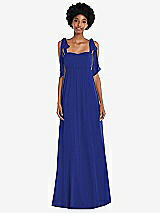 Front View Thumbnail - Cobalt Blue Convertible Tie-Shoulder Empire Waist Maxi Dress
