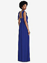 Rear View Thumbnail - Cobalt Blue Convertible Tie-Shoulder Empire Waist Maxi Dress