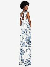 Alt View 3 Thumbnail - Cottage Rose Dusk Blue Convertible Tie-Shoulder Empire Waist Maxi Dress