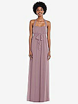 Alt View 1 Thumbnail - Dusty Rose Convertible Tie-Shoulder Empire Waist Maxi Dress