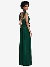 Rear View Thumbnail - Hunter Green Convertible Tie-Shoulder Empire Waist Maxi Dress