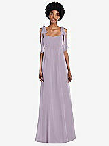Front View Thumbnail - Lilac Haze Convertible Tie-Shoulder Empire Waist Maxi Dress