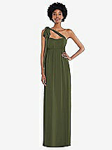 Alt View 2 Thumbnail - Olive Green Convertible Tie-Shoulder Empire Waist Maxi Dress