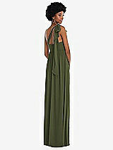 Alt View 3 Thumbnail - Olive Green Convertible Tie-Shoulder Empire Waist Maxi Dress