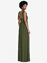 Rear View Thumbnail - Olive Green Convertible Tie-Shoulder Empire Waist Maxi Dress