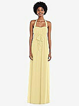 Alt View 1 Thumbnail - Pale Yellow Convertible Tie-Shoulder Empire Waist Maxi Dress