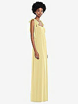 Side View Thumbnail - Pale Yellow Convertible Tie-Shoulder Empire Waist Maxi Dress