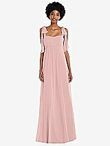 Front View Thumbnail - Rose - PANTONE Rose Quartz Convertible Tie-Shoulder Empire Waist Maxi Dress