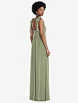 Rear View Thumbnail - Sage Convertible Tie-Shoulder Empire Waist Maxi Dress