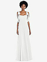 Front View Thumbnail - White Convertible Tie-Shoulder Empire Waist Maxi Dress