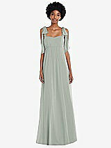 Front View Thumbnail - Willow Green Convertible Tie-Shoulder Empire Waist Maxi Dress