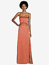 Front View Thumbnail - Terracotta Copper Low Tie-Back Maxi Dress with Adjustable Skinny Straps