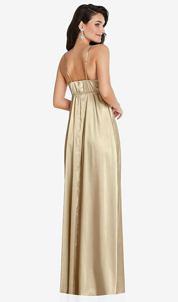 Back View - Banana Cowl-Neck Empire Waist Maxi Dress with Adjustable Straps
