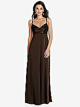 Front View Thumbnail - Espresso Cowl-Neck Empire Waist Maxi Dress with Adjustable Straps