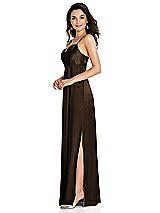 Side View Thumbnail - Espresso Cowl-Neck Empire Waist Maxi Dress with Adjustable Straps