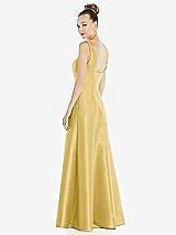 Rear View Thumbnail - Maize Sleeveless Square-Neck Princess Line Gown with Pockets