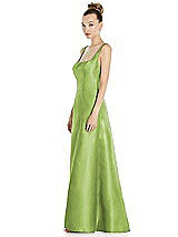 Side View Thumbnail - Mojito Sleeveless Square-Neck Princess Line Gown with Pockets