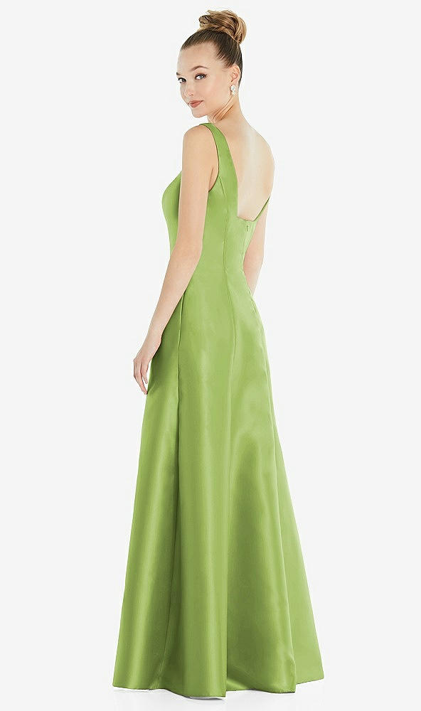 Back View - Mojito Sleeveless Square-Neck Princess Line Gown with Pockets
