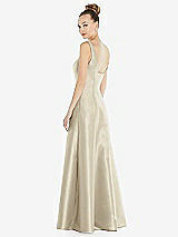 Rear View Thumbnail - Champagne Sleeveless Square-Neck Princess Line Gown with Pockets
