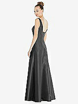 Rear View Thumbnail - Pewter Sleeveless Square-Neck Princess Line Gown with Pockets