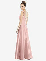 Rear View Thumbnail - Rose - PANTONE Rose Quartz Sleeveless Square-Neck Princess Line Gown with Pockets
