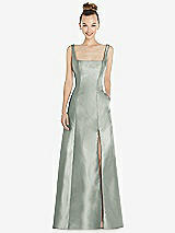 Front View Thumbnail - Willow Green Sleeveless Square-Neck Princess Line Gown with Pockets