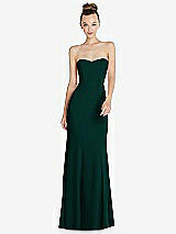 Front View Thumbnail - Evergreen Strapless Princess Line Crepe Mermaid Gown